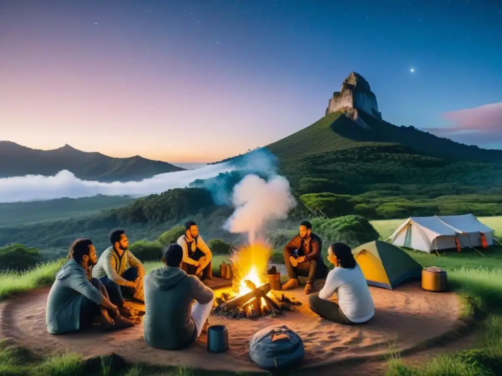 Una imagen detallada de diversidad en un camping en Uruguay