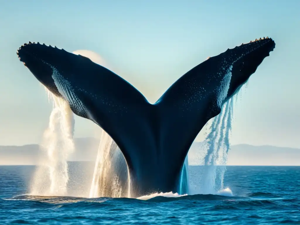 Imponente ballena franca austral saltando en el océano, capturada en Uruguay