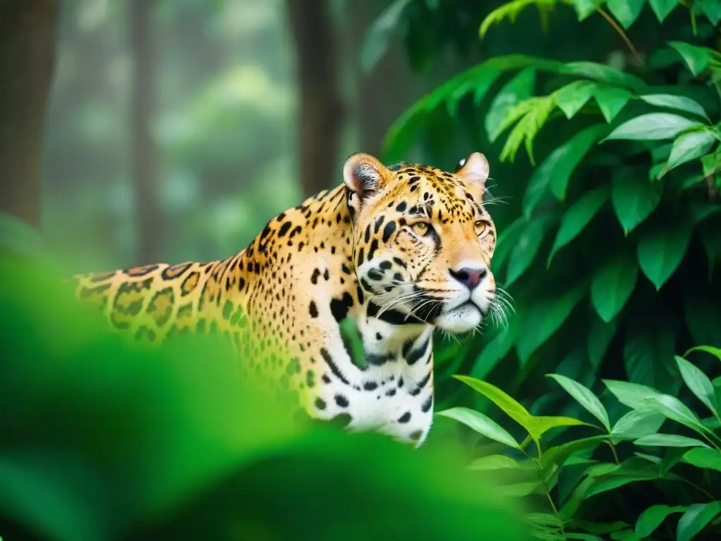 Imponente jaguar dorado acechando entre la exuberante vegetación de Uruguay