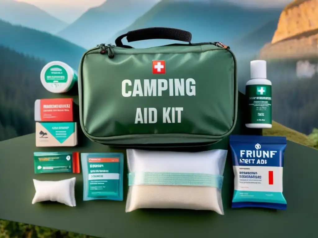 Un kit de primeros auxilios casero perfectamente organizado para acampar, listo para emergencias al aire libre