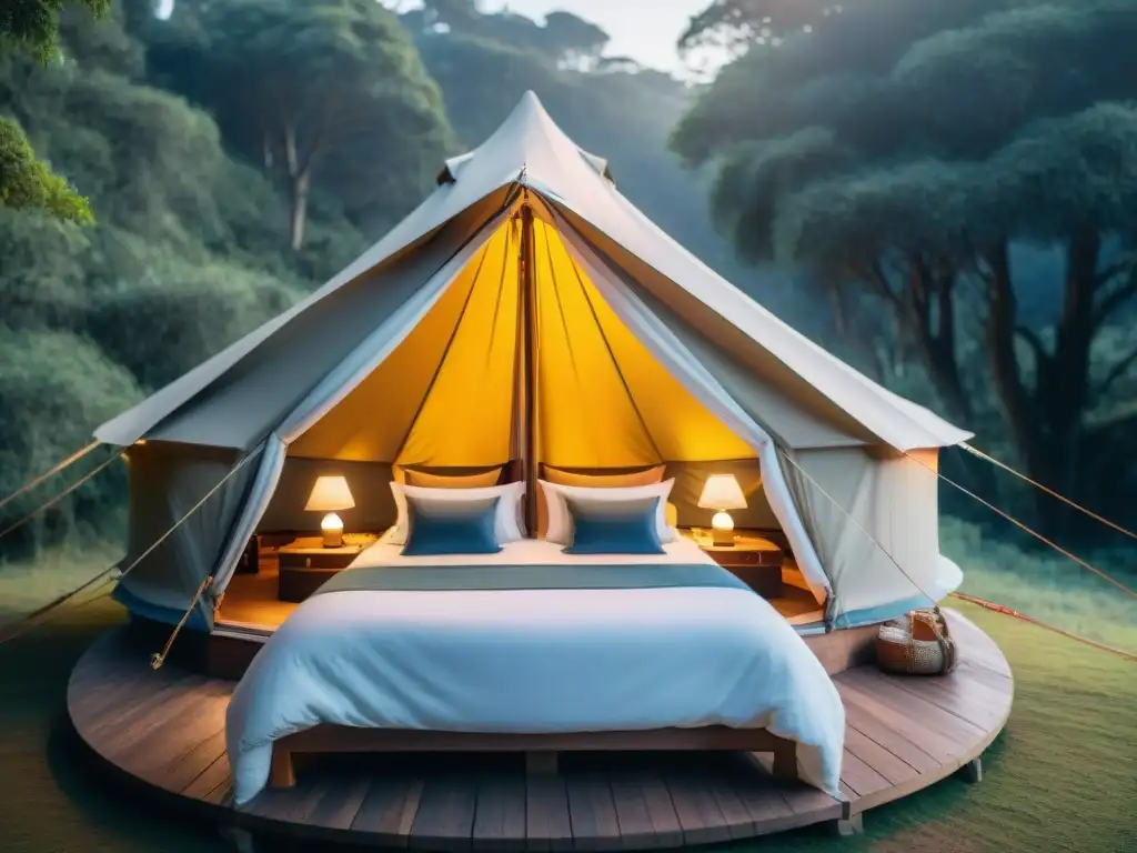 Un lujoso glamping en Uruguay con servicios y comodidades en medio de un bosque verde