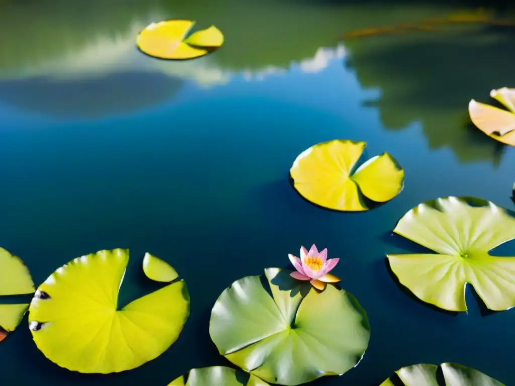 Un mágico sendero acuático en Bañados del Este con lirios de agua vibrantes flotando en la laguna serena