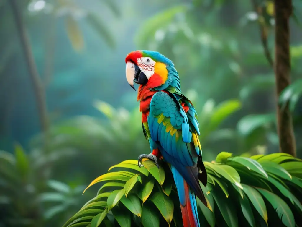 Un majestuoso Guacamayo Escarlata en la exuberante selva de Uruguay