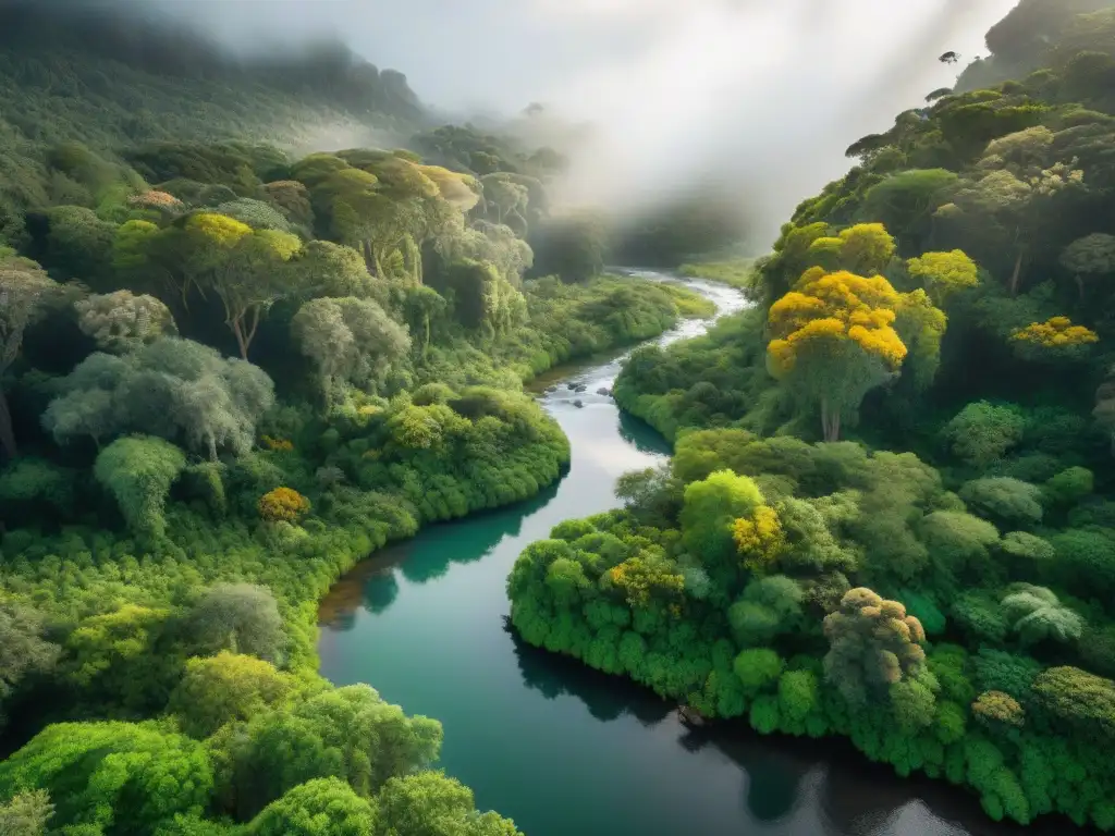 Maravilloso bosque verde en Uruguay, con diversa flora y fauna