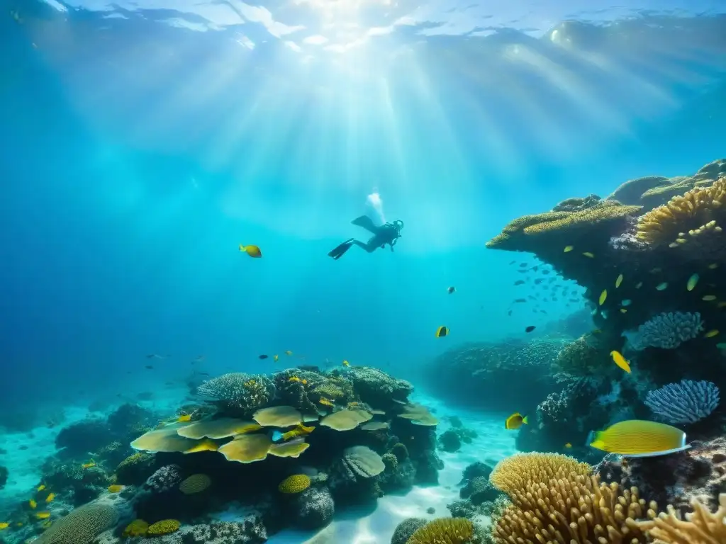 Un mundo submarino cautivador con arrecifes de coral llenos de vida marina colorida en Aguas Dulces, Uruguay