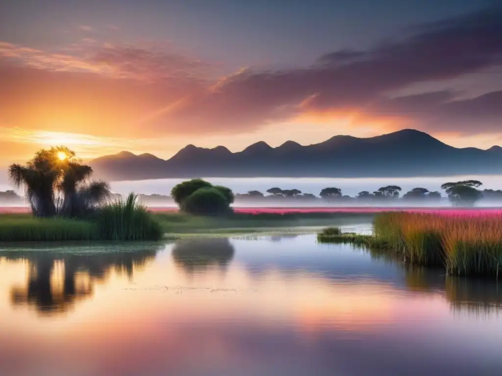 Fotografía de naturaleza en Uruguay: majestuoso amanecer en Esteros del Iberá con diversa fauna y colores vibrantes