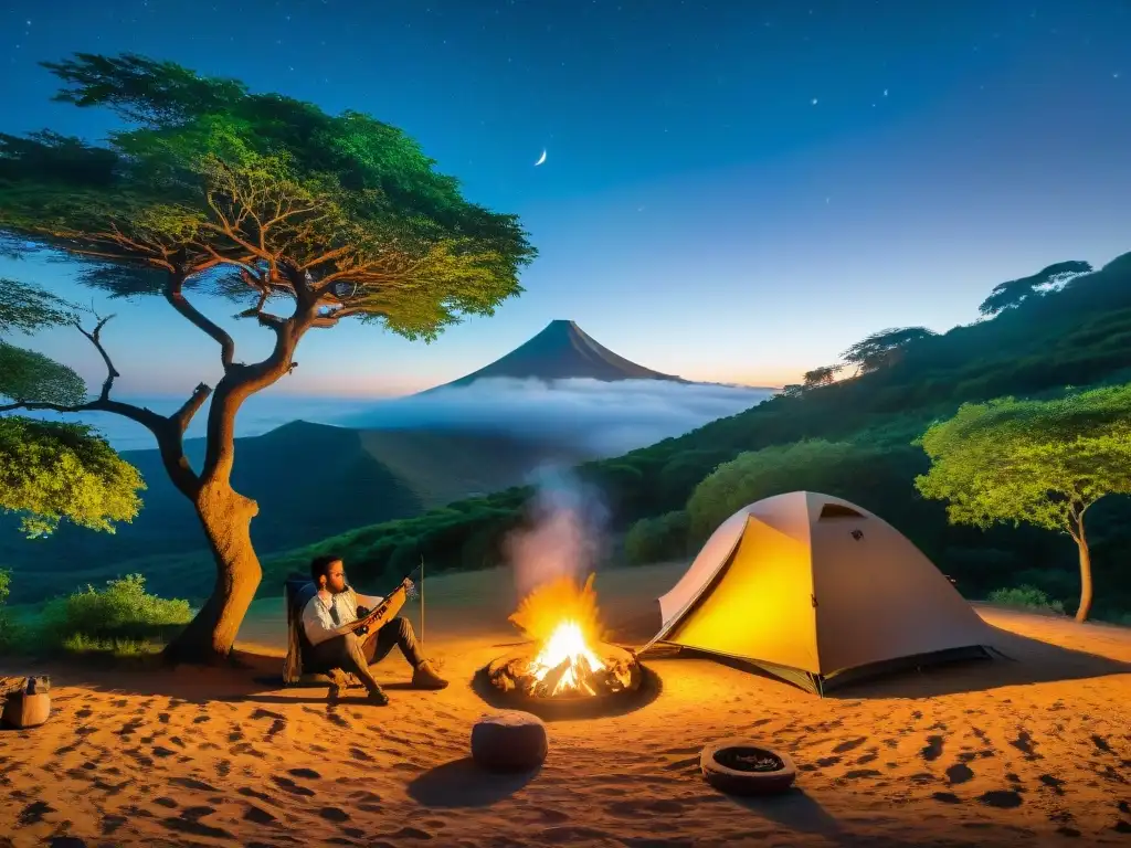 Disfrutando de la noche estrellada en uno de los mejores campings en Uruguay, Parque Nacional de Fortaleza de Santa Teresa