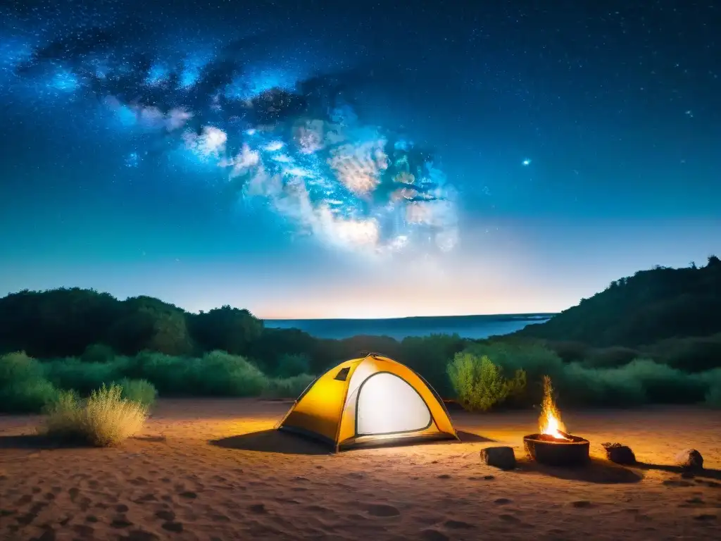 Una noche mágica de camping en Uruguay bajo un cielo estrellado