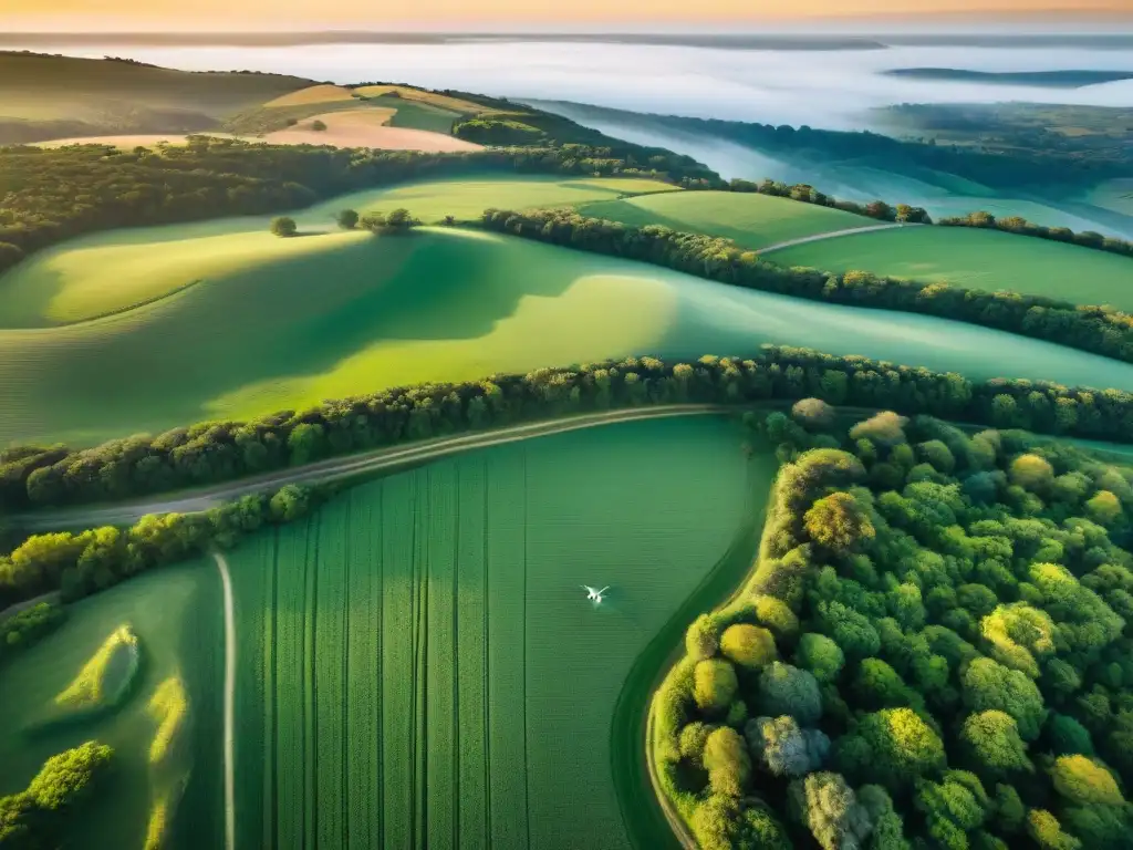 Un paisaje impresionante de Uruguay capturado al atardecer por un dron