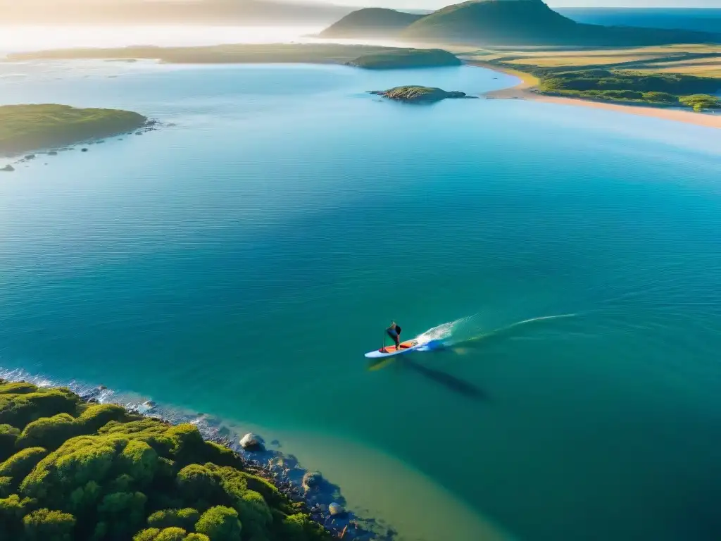 Un paisaje impresionante de una costa serena en Uruguay, con aguas cristalinas y vida marina vibrante en su hábitat natural