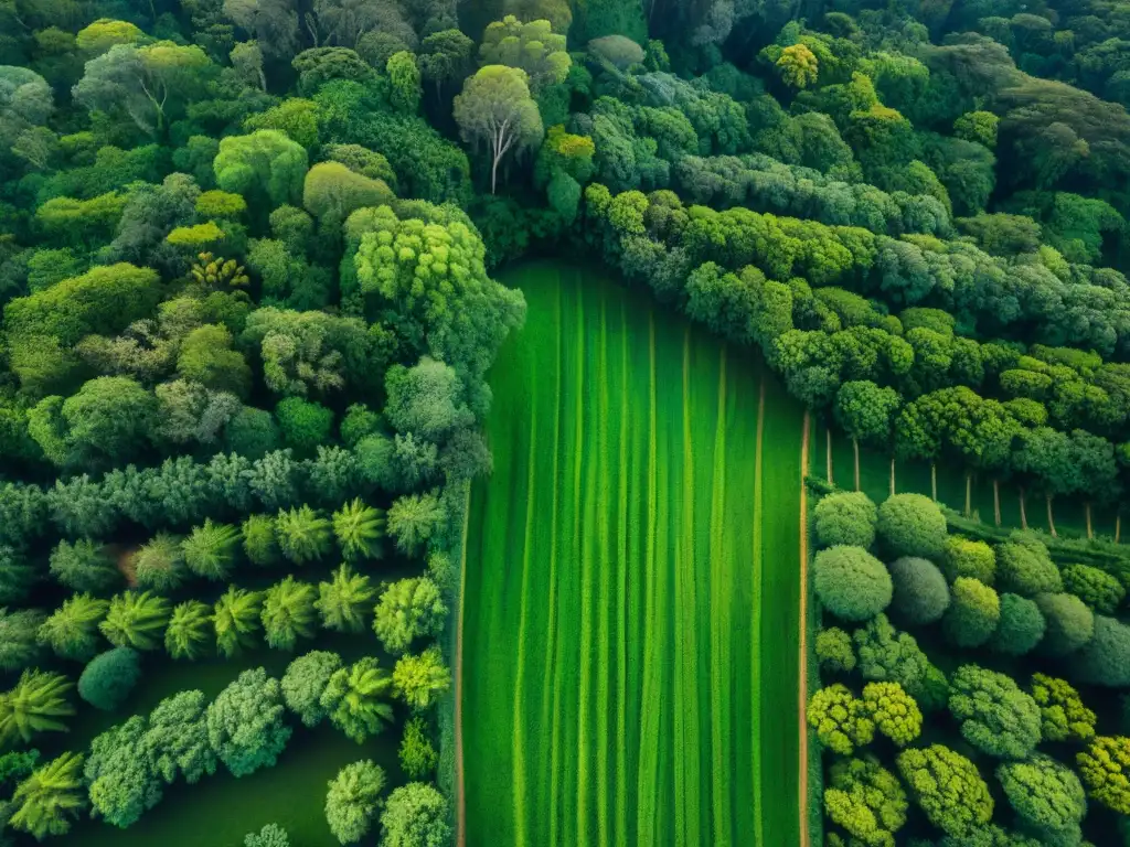 Panorámica aérea de exuberante selva en Uruguay