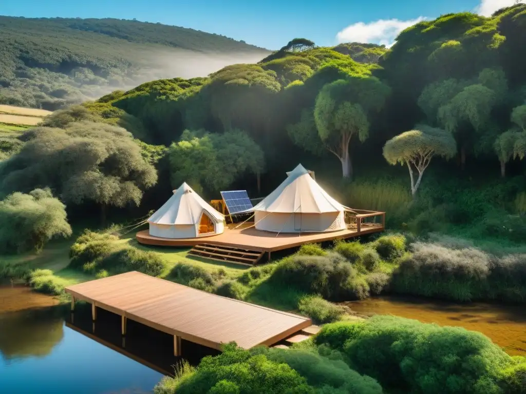 Un refugio de lujo entre la naturaleza en Uruguay: tienda con paneles solares, estación de compostaje, yoga junto al lago y prácticas sostenibles Glamping Uruguay