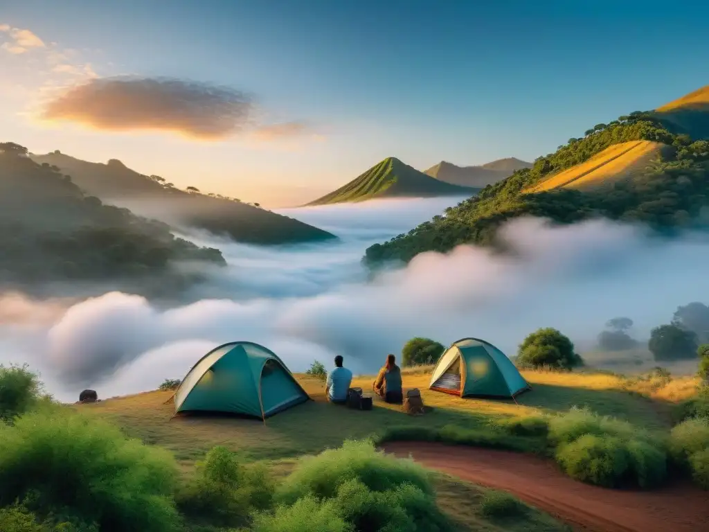 Un refugio de paz en Paso Centurión: campamento al amanecer entre la naturaleza exuberante y serena