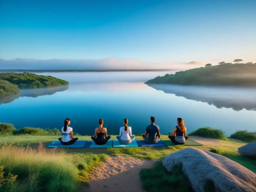 Retiros de desconexión digital en Uruguay: Amanecer sereno con yoga en lago