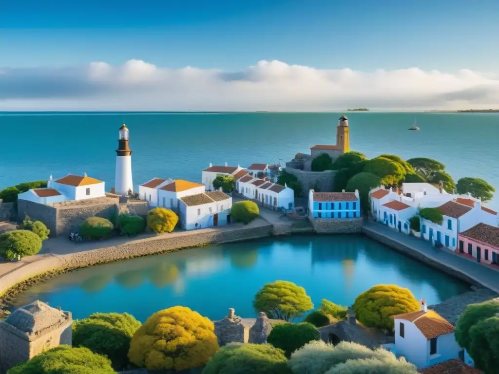 Un rincón encantado en Colonia del Sacramento, Uruguay, con sus calles empedradas y edificios coloniales, el faro y el río