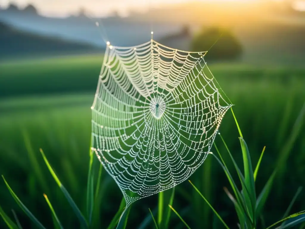 Telaraña brillante en paisaje uruguayo: señales naturaleza orientación camping Uruguay