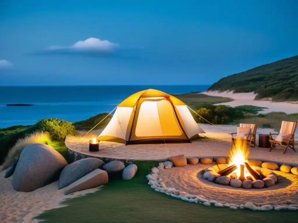 Tienda de lujo en la costa de Uruguay, con cama cómoda y vistas al mar