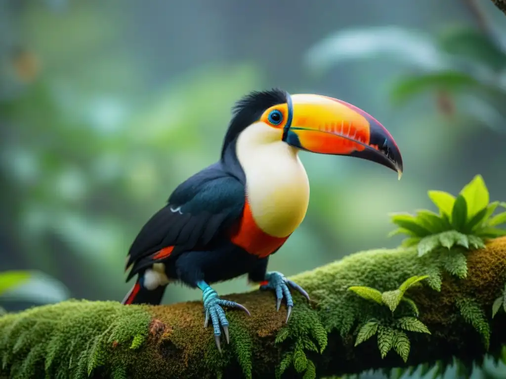 Un Toco Toucan vibrante en la exuberante selva de Uruguay