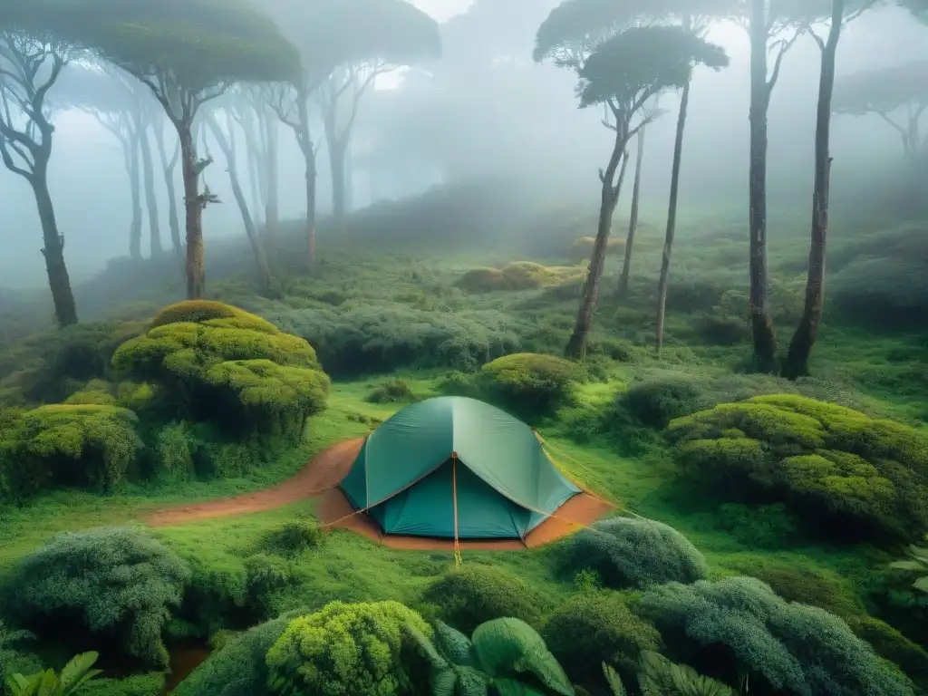 Un tranquilo camping en el corazón de un bosque en Uruguay