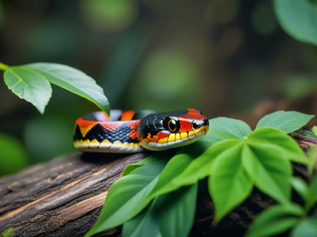 Venenosa serpiente coral en la exuberante selva uruguaya