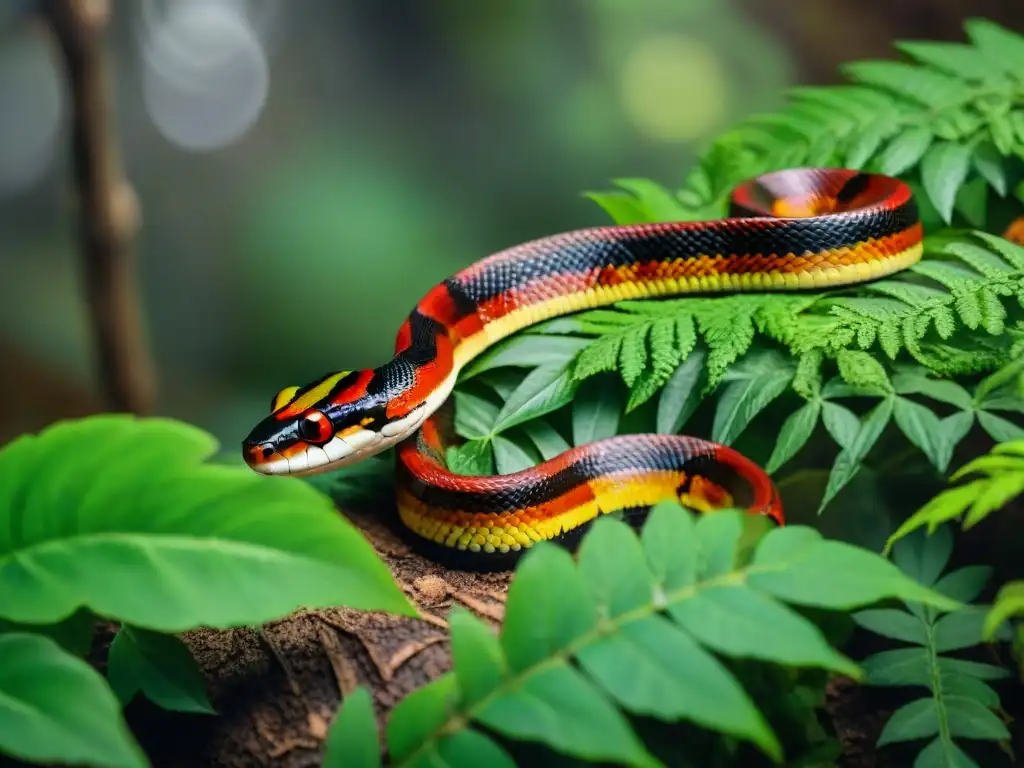 Víbora coral venenosa en bosque uruguayo: peligrosa belleza de especies peligrosas camping Uruguay