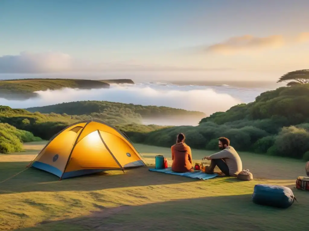 Vibrante campamento familiar en Uruguay, con naturaleza exuberante y ambiente acogedor