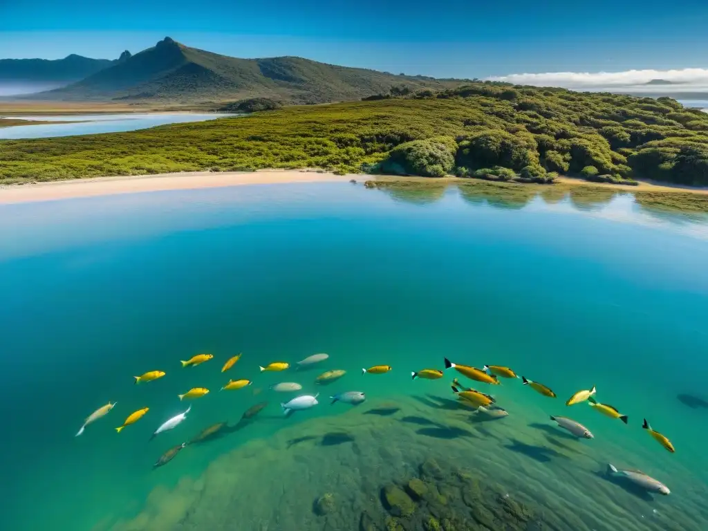 Un vibrante cardumen de peces nativos en aguas cristalinas de un río en Uruguay