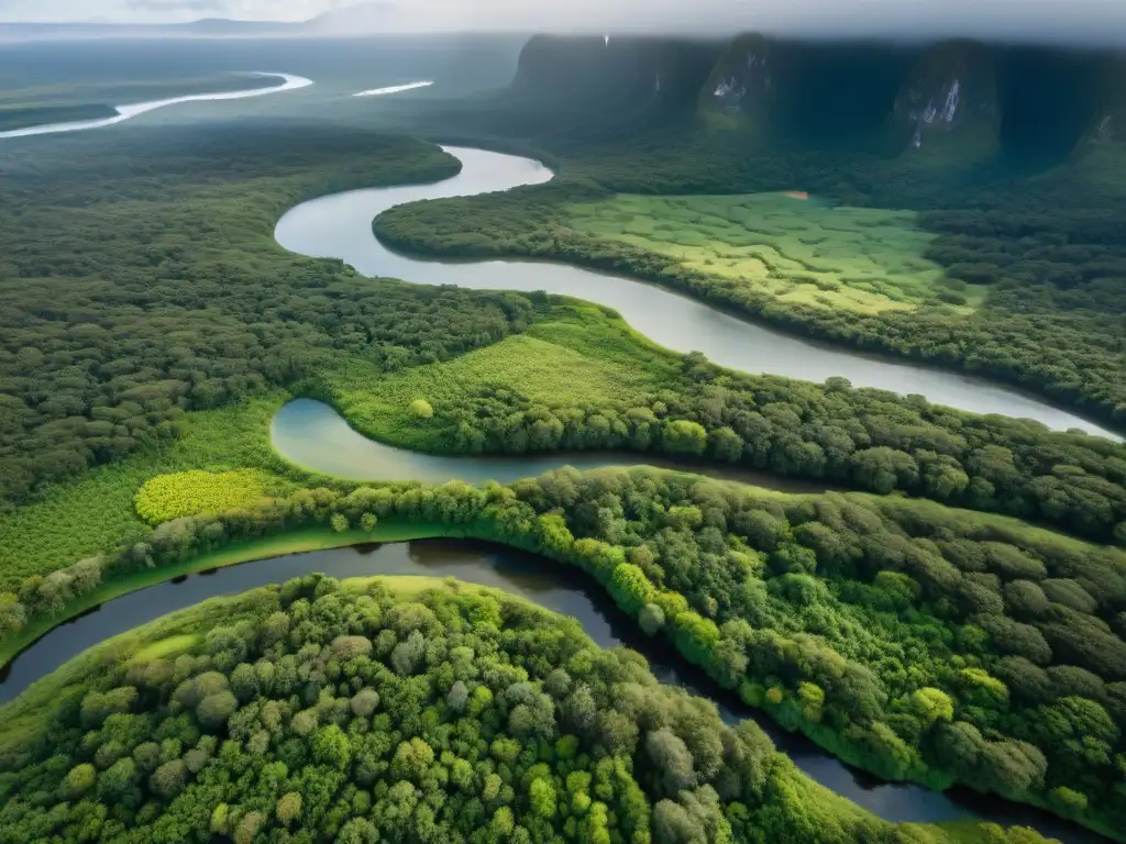 Vista aérea de exuberante naturaleza en área protegida de Uruguay, destacando la importancia del turismo sostenible en áreas protegidas