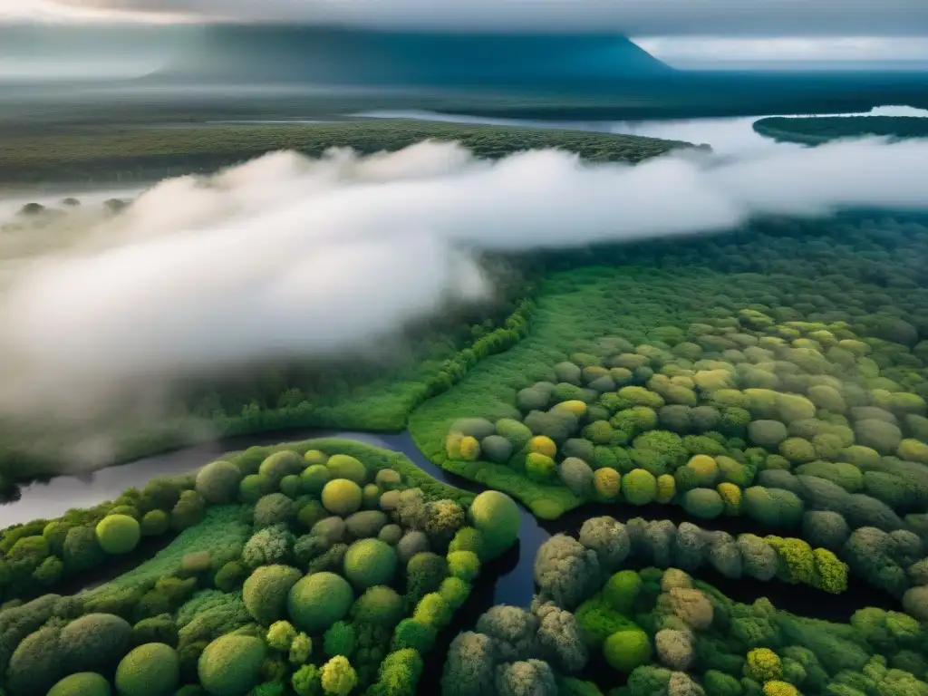 Vista aérea impresionante de Esteros de Farrapos en Uruguay, resaltando la conservación áreas naturales Uruguay