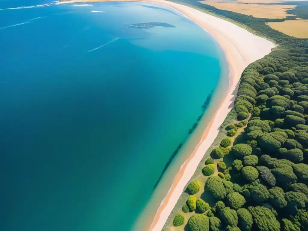 Vista aérea impresionante de Punta del Este en Uruguay, con playas y aguas turquesas