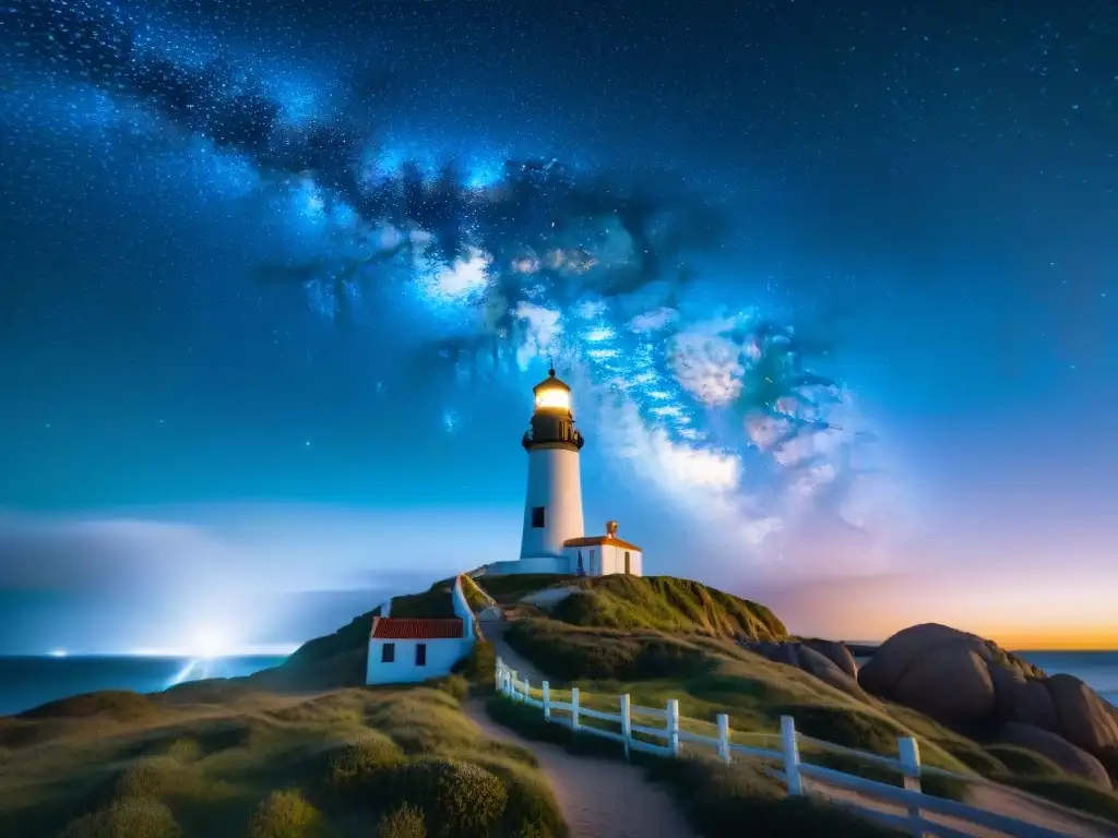 Una vista impresionante de la Vía Láctea sobre el Faro de Cabo Polonio en Uruguay