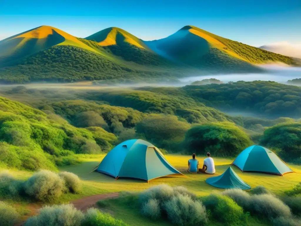 Vista panorámica de acampar en el hermoso Parque Nacional Fortaleza de Santa Teresa, uno de los mejores campings en Uruguay