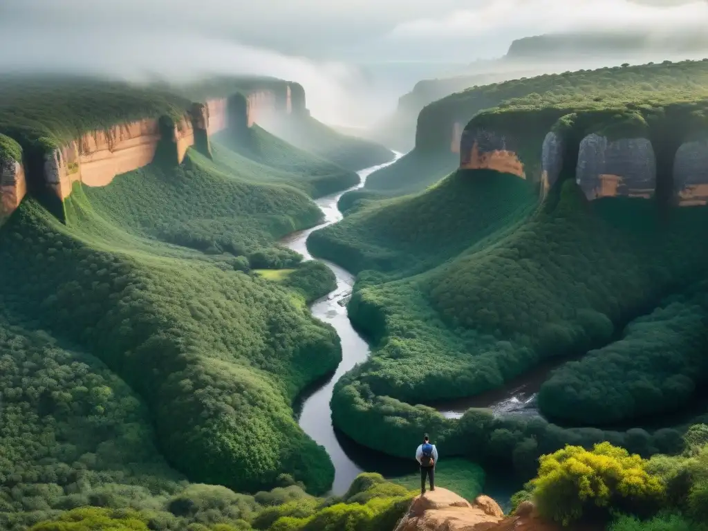 Vista panorámica impresionante de la biodiversidad en Quebrada de los Cuervos, Uruguay