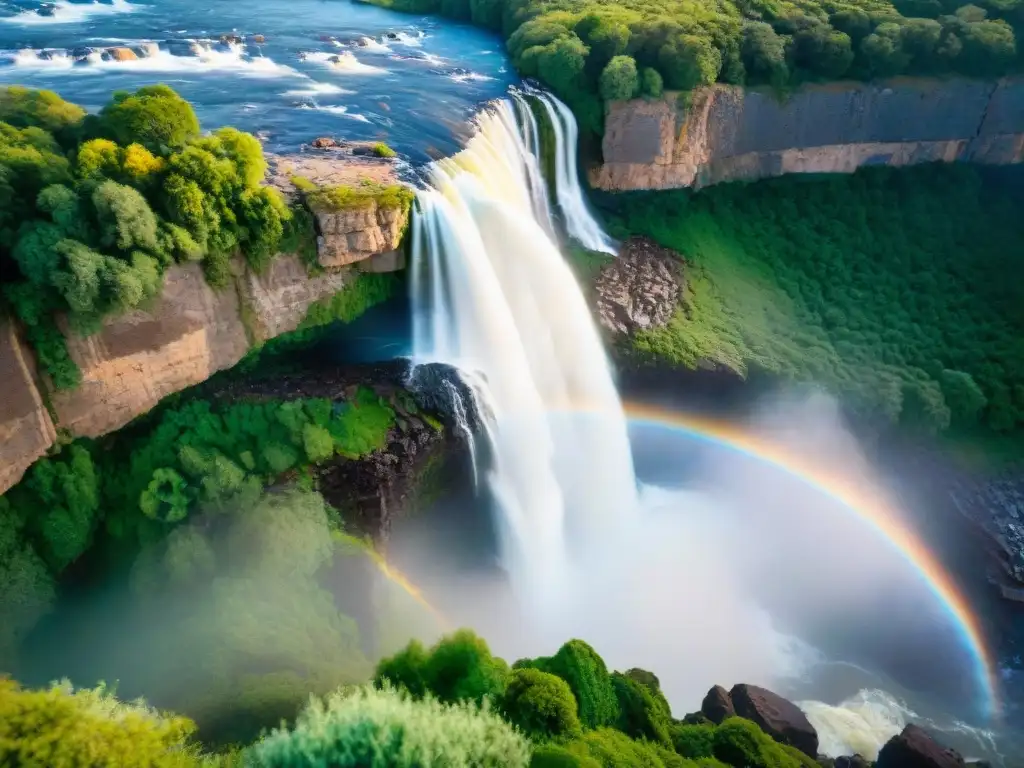 Vista única de la majestuosa cascada Salto del Penitente en Uruguay, rodeada de exuberante vegetación