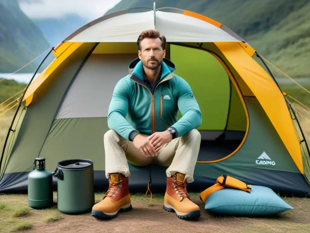 Comparación visual entre ropa de camping de lujo y estándar, resaltando calidad y estilo