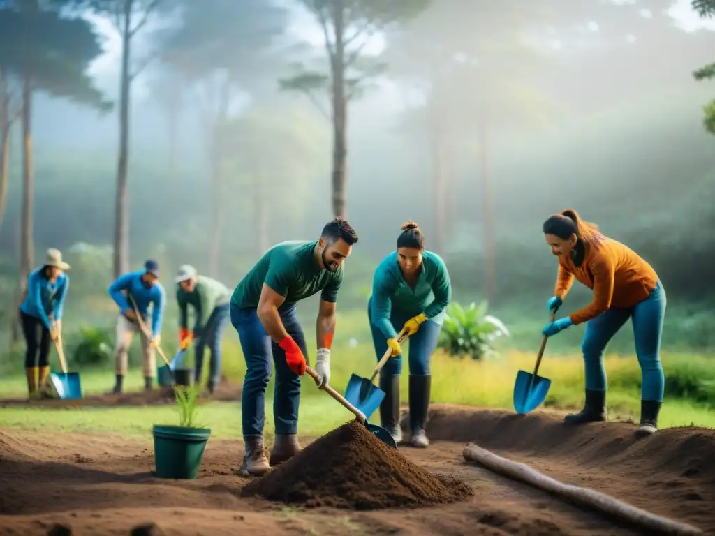 Voluntarios plantan árboles nativos en camping de Uruguay, promoviendo programas de reforestación