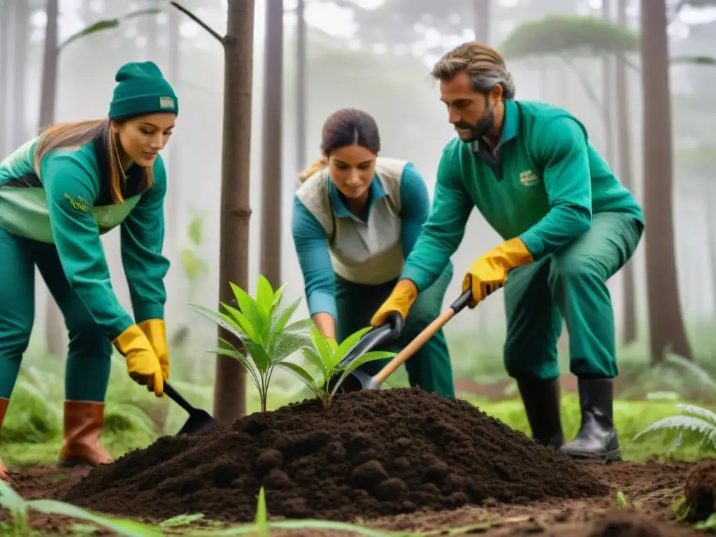 Voluntarios plantan árboles en bosque de Uruguay