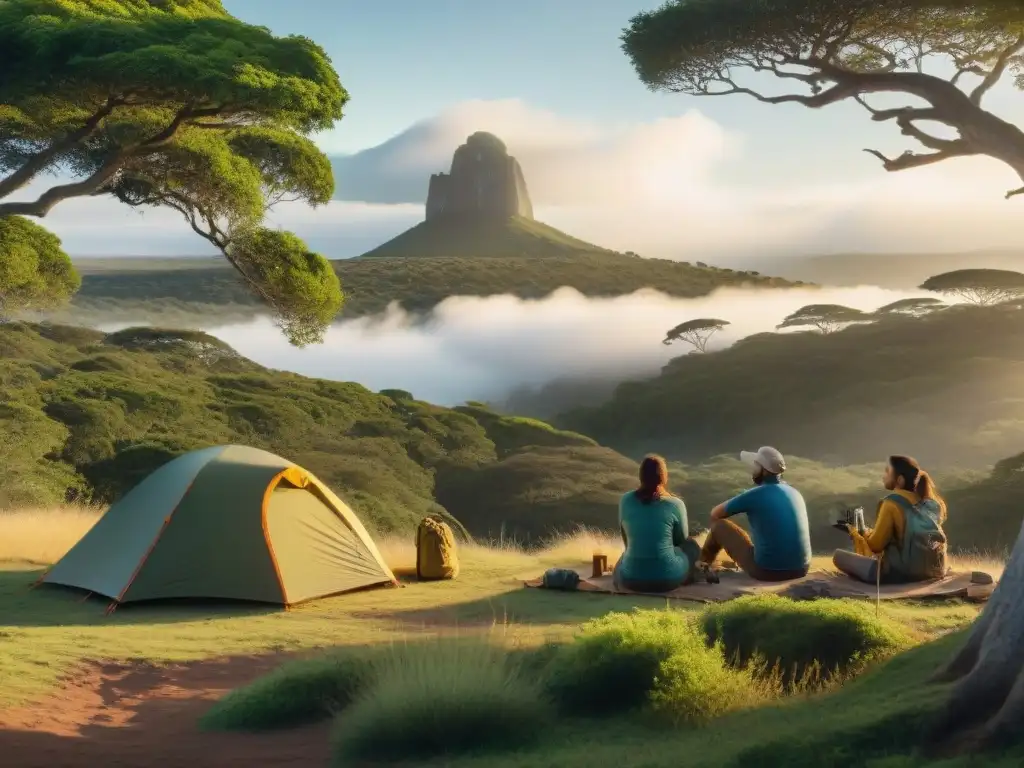 Voluntarios conservando el patrimonio natural de Uruguay en un campamento en el parque nacional